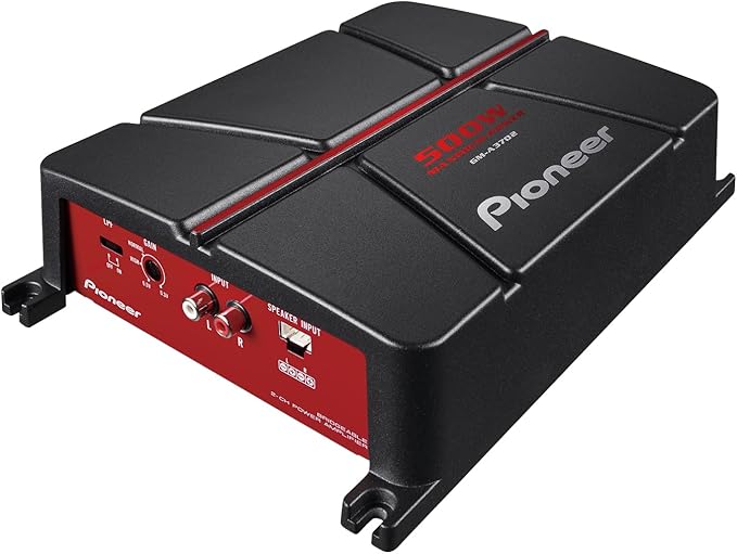 GM-A3702 2-Channel Car Amplifier – 500W Max, Class AB, Bridgeable Design, Automatic Signal Sensing and Turn-on, Built-in high-/Low-Pass Filter
