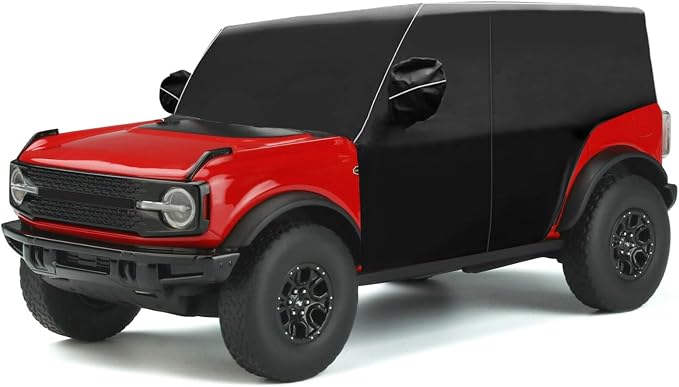 600D Cab Cover Windproof Sunshade Cover Compatible with 2021-2024-2026 Ford Bronco 4 Door, 6-Layer Protection Frost Wiper & Mirror Covers Protect from Sunshine, UV, Snow, Rain(Not fit Bronco Sport)