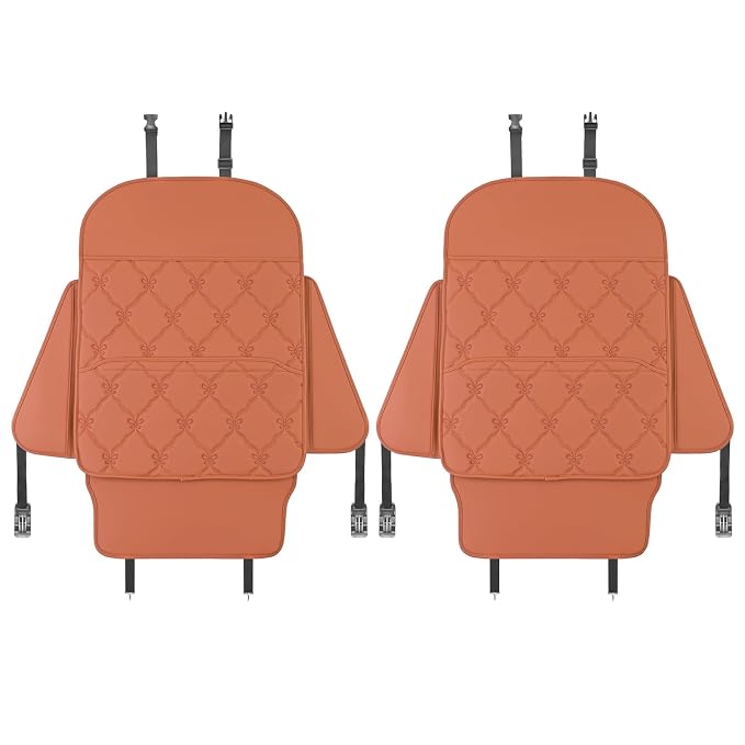 Seat Back Protector w/Dual Pockets,Guards Seats from Kicks & Scuffs | Keeps seat backs looking new for a long time. Easy to install and clean. 2-piece set, size: 30in × 18in × 0.2in