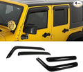Tape-On Window Visors 4-Piece for 2007-2018 Jeep Wrangler 4-Door (JK) Sun Rain Guard Shield Shade Smoke 94249