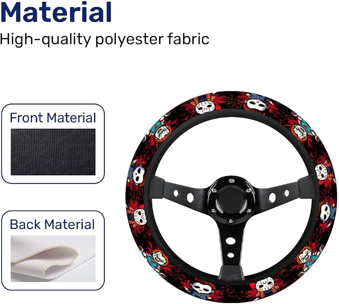 Horror Character Steering Wheel Cover, Non Slip Polyester Car Wheel Protector for Car SUV Truck, Universal 15 Inch