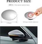 2 PCS Car Blind Spot Mirror, Round HD Glass Convex 360° Rotating Wide Angle Side Mirror, Frameless Car Blindspot Mirror with Self Adhesive for Larger Image and Traffic Safety