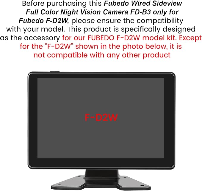 Wired Sideview Full Color Night Vision Camera FD-B3 only for Fubedo F-D2W