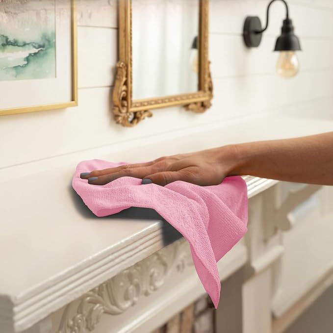 Microfiber Cleaning Cloths (Value Pack of 12) - Size 12 x 12 Inches, Highly Absorbent Cleaning Rags, Lint Free, Reusable and Washable, Microfiber Towels for Cars