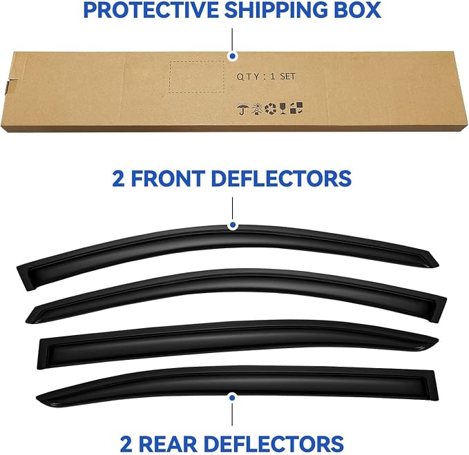 Window Visors Rain Guards Shield for 2008-2017 Honda Accord, Out-Channel Window Vent Wind Deflectors Visors Shades for 08-17 Accord 4Door Sedan