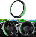 Bling Car Steering Wheel Cover, 15 Inch Rhinestones Soft Leather Elastic Steering Wheel Protector, Sparkly Crystal Diamond for Women Girls (Green)