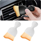 2PCS Car Interior Detailing Brush with Dust Cover, Auto Soft Hair Cleaning Brushes, Scratch Free Curved Dirt Collectors, for Vehicle Dashboard Air Conditioner Vents Leather Computer (White/2PCS)