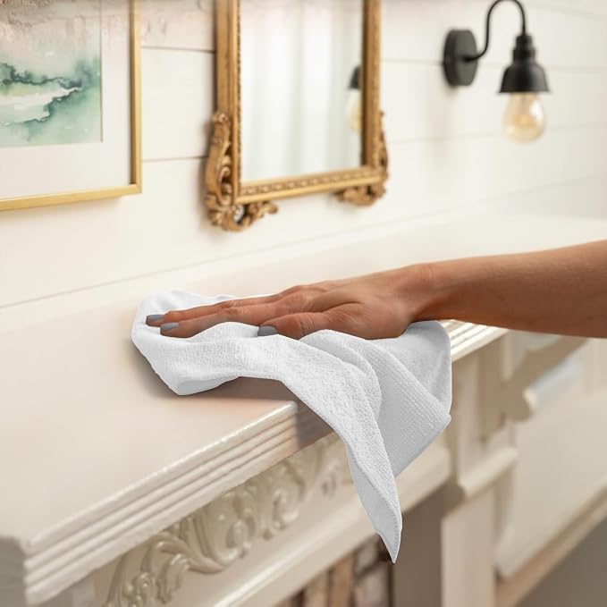 Microfiber Cleaning Cloths (Value Pack of 100) - Size 12 x 12 Inches, Highly Absorbent Cleaning Rags, Lint Free, Reusable and Washable, Microfiber Towels for Cars