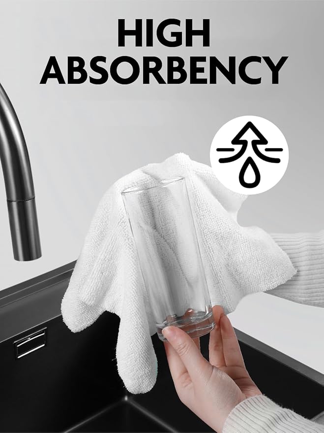 Microfiber Cleaning Cloth Roll -90 Pack, Tear Away Microfiber Towels, 12" x 12", Reusable, Washable, Scratch Free, Ultra Absorbent Dishcloth for All-Around Cleaning Supplies (White)