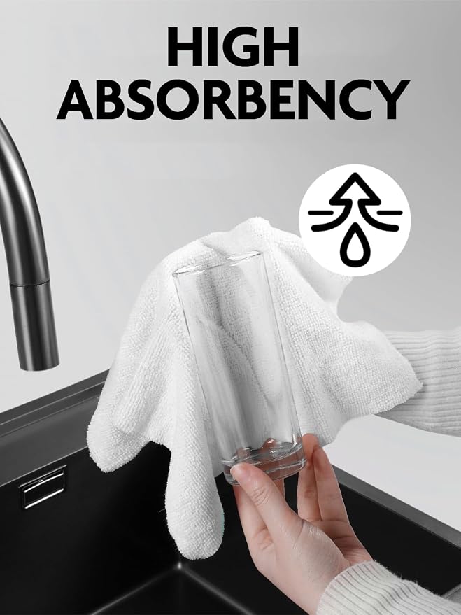 Microfiber Cleaning Cloth Roll- 75 Sheets, 12" x 12" (White) | Super Absorbent, Lint-free, Tear-away Microfiber Towel Roll, for All-Purpose Cleaning, Reusable Alternative to Paper Towels