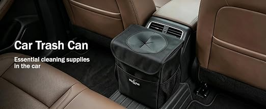 Car Trash Can with Odor-Trapping Lid & 100% Leakproof Liner, Multipurpose Hanging Organizer for SUV & Truck, Keep Vehicles Clean on Family Road Trips