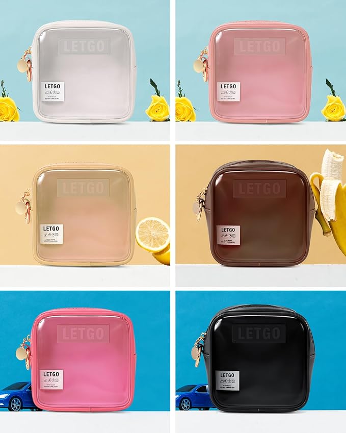 Clear Sunscreen Bags For Beach Pool,Waterproof Mini Sun Bag Travel Toiletry Makeup Bag,Travel Beach Pool Summer Essentials SPF Bag For Women Girls(Mini Black)