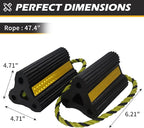 Wheel Chocks [1pair/2pack with Rope] for RV Trailer Camper Truck Car and Aircraft, Versatile Heavy Duty Rubber Wheel Chocks Block with 3 Reflective Strips, Tire Wheel Immobilizers & Chocks