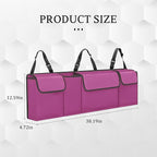 Car Trunk Organizer, Waterproof Collapsible Cargo Bag with 4 Pockets,Backseat Hanging Large Storage with Adjustable Straps, Sturdy Space Saver Frees Trunk Floor for SUV, Truck (Purple)