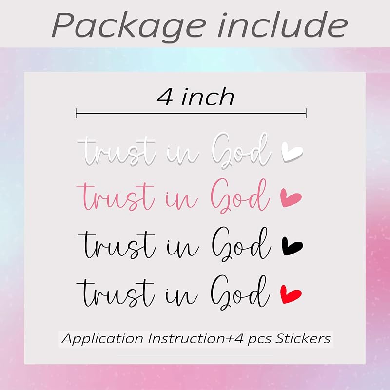 4 x Trust in God Rear View Mirror Decal,Car Stickers for Women, Jesus Car Decal,Rearview Mirror Sticker,Car Window Decal,Vanity Mirror Decal,Affirmation Sticker,Water Bottle,Tumblers Sticker