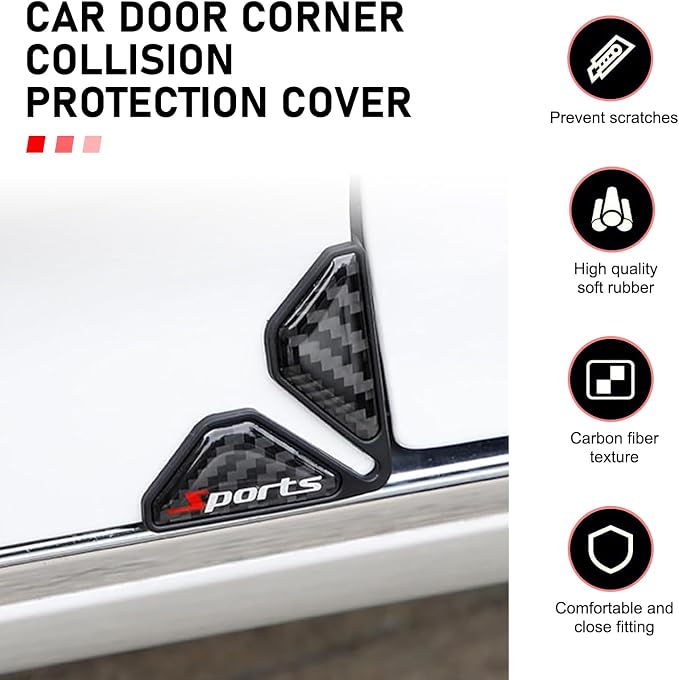 2 PCS Car Door Corner Protector Edge Guards, PVC Carbon Fiber Style Anti-scratch Guard, Waterproof Self-adhesive Protective Decoration, Universal for Most Vehicles (Black & 01)