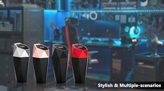 Car Trash Can with Lid, Mini Car Garbage Can, Car Trash Bin Car Accessories for Interior, Leakproof Small Trash Cup for Car, Home, Bedroom Office (Red)