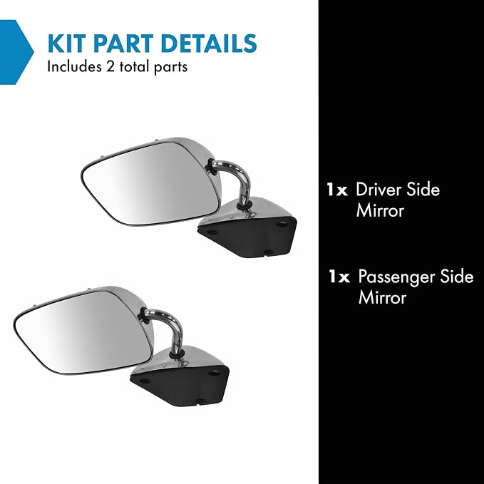 Driver and Passenger Side Mirror Assembly Set Manual Smooth Compatible with 75-95 Chevrolet G10 75-95 G20 75-96 G30 79-95 GMC G1500 79-95 G2500 79-96 G3500
