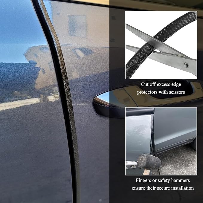 16.4Ft(5M) Car Door Edge Guards, Car Door Protector, U Shape Edge Trim Rubber Anti-Collision Seal Protector, No Glue Required Auto Entry Guard Seal Strips Fit for Trucks SUVs Sedans (Black)