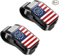 2 Pack Sunglasses Holder for Car, One-Handed-Operation Visor Sunglass Holder Clip, Easy Access Storage for Driving,Universal Fits (Black-250th Anniversary American Flag)