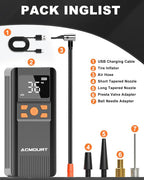 Tire Inflator Portable Air Compressor, 150PSI Portable Air Pump for Car Tires, 2X Faster Inflation Cordless Tire Inflator with Pressure Gauge LED Light for Car, Bike, Motorcycle, Ball