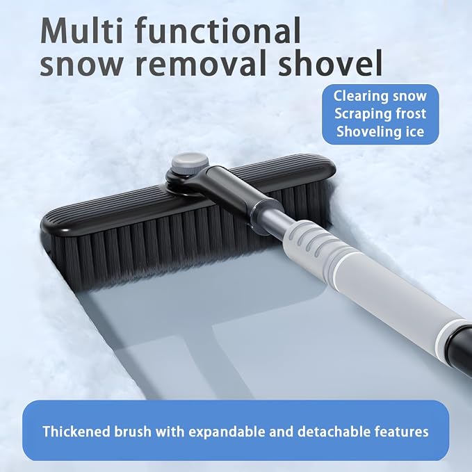 Mandark Car Windshield Snow Brush and Ice Scraper, Detachable Extendable Vehicle Snow Removal Tool with Ergonomic Foam Grip, Auto Window Scraper Accessories, Universal for SUV, Truck, RV (Grey)