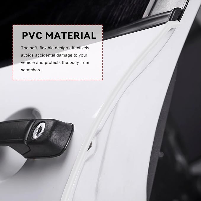 16.4Ft(5M) Car Door Edge Protector, Anti-Collision Auto Door Protective Strip U Shape Edge Trim, Self-Adhesive Automotive Doors Entry Guard Seal Protector for Most Vehicles (White)