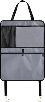 Grey Car Seat Organizer for Kids Backseat Kick Mat with Adjustable Strap Back Seat Protectors for SUV Vehicle Car 2 Pcs