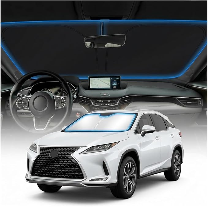 for Lexus RX 350 450h Windshield Sun Shade Cover - Custom Fit for RX Accessories 2016-2022 Foldable Sunshade UV Protection & Heat Shield Sun Visor Accessories