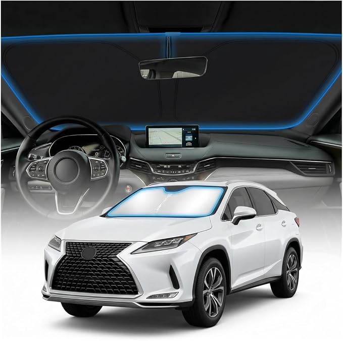 for Lexus RX 350 450h Windshield Sun Shade Cover - Custom Fit for RX Accessories 2010-2015 Foldable Sunshade UV Protection & Heat Shield Sun Visor Accessories