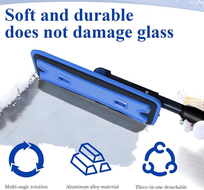 36" Car 3-in-1 Snow Brush, Detachable Extendable Vehicle Windshield Ice Frost Scraper with Ergonomic Foam Grip Handle, Automotive Snow Removal Tools, Universal for SUV RV Truck (Blue) | Detachable Extendable Vehicle Windshield Ice Frost Scraper with Er...