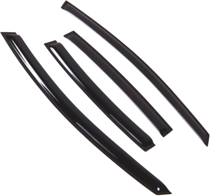 WD2-771B2 Dark Smoke 4 Pcs Set Window Visor (Outside Mount) Deflector Rain Guard Compatible with 2017-2018 Kia Forte Sedan