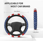 American Flag USA Steering Wheel Cover Car Accessories Cute for Women Girls Girly Universal 15 Inch Neoprene Auto Interior Decor Anti Slip Car Truck Protector