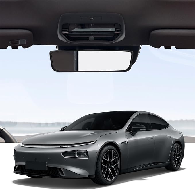 Car Rear View Mirror Protector Frame, Silicone Auto Rearview Edge Protection Cover Compatible with Model 3 Model Y, Interior Rear View Trim Frame Decoration, Car Accessories (Black)