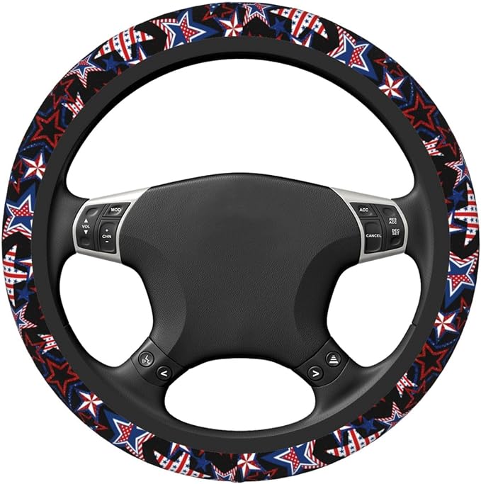 Memorial Day Patriotics Steering Wheel Cover Forth of July America 250 Anti-Slip,Sweat Absorption Universal 15 inch Steering Wheel Covers Cute car Accessories for Women