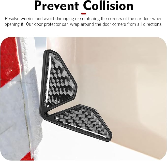 2PCS Car Door Edge Guards, Carbon Fiber Car Door Corner Guards, Anti-Collision Door Corner Protector Trim, Self-Adhesive Auto Corner Protect Sticker, Universal Exterior Decor Accessories