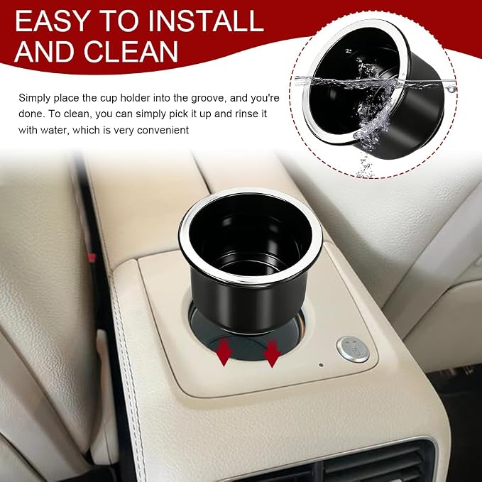 2PCS Cup Holder Insert, Car Cup Holder Expander, 4.3" x 3.6" x 3.3" Large Plastic Drop in Cup Holders, Recessed Drink Can Holders Replacement Accessories for RV Boat Car Couch Golf Cart