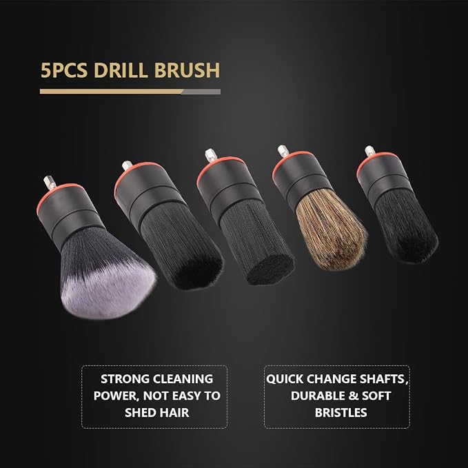 Drill Brush Attachment, 5 Pcs Mixed Hair Drill Brush Head Set, Auto Detail Set, Replacement Car Detail for Cleaning Interior or Exterior, Used on Electric, Electric Driver