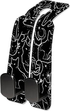 Car Seat Headrest Hook, Universal Leather Cute Hanger Holder Hook, Storage Organizer Interior Accessories for Purse Bags Handbag Black White Cats