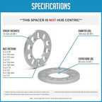 4 Pcs Die Cast Wheel Spacer 12mm 1/2" Thick Fits Bolt Patterns 5x4.25 5x110 5x112mm 5x4.5 5x115 5x120mm 5x4.75 5x5 5x135mm Fits 5 Lug Pass Cars Light Trucks - Not Hub Centric