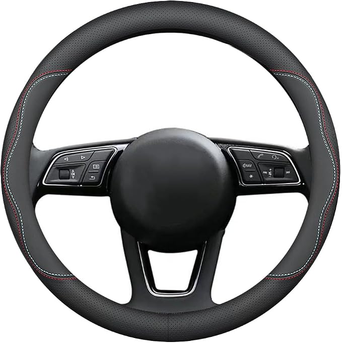 New Nappa Leather car Steering Wheel Cover, Universal 15 inch Black