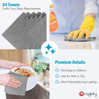 Orighty Grey Microfiber Cleaning Cloth, 24 Pack Highly Absorbent Cleaning Rags, Microfiber Towels for Cars, Household Cleaning Supplies, Reusable Lint Free Cloths for House, Kitchen, 12 x12 inch