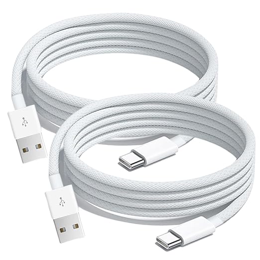6FT USB C CarPlay Cable Compatible for IPhone 17/16E/16/15, 17Air, 15 16 17 Pro Max, Plus Charger Charging Cord, 2pack USB A to USB C Woven Cable for AirPods 4, AirPods Pro (2nd/3rd Gen) Charger Cord