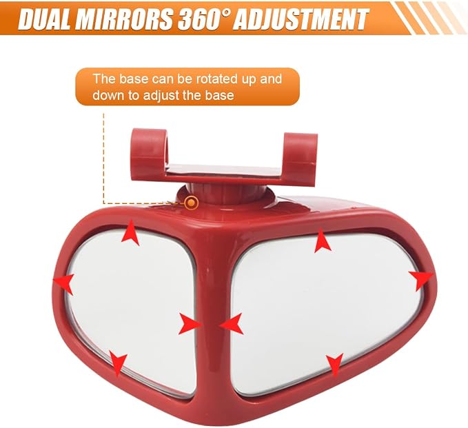 YoRise 2PCS Car Blind Spot Mirrors, 360° Adjustable Wide Angle Auxiliary Rear View Mirror, HD Glass Side Mirror Blindspot, Universal Car Convex Mirrors for Most Vehicles (Red)