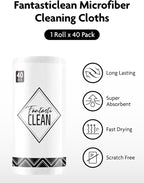 Microfiber Cleaning Cloth Roll -40 Pack, Tear Away Microfiber Towels, 12" x 12", Reusable, Washable, Scratch Free, Ultra Absorbent Dishcloth for All-Around Cleaning Supplies (White)