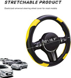 Car Steering Wheel Cover, 15 Inch Leather Breathable Auto Steering Wheel Protector, Comfortable Non-Slip Vehicle Steering Wheel Covers, Universal Car Accessories (Yellow, with Lining)