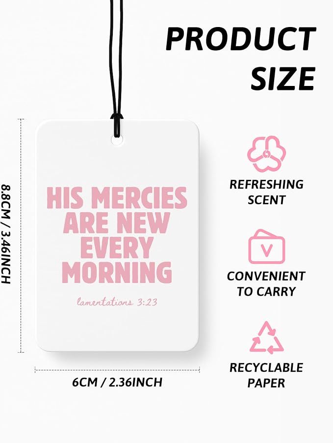 Coquette Pink Bow Christian Shaped Car Air Freshener 5 Pcs | Girly Religious Hanging Air Freshener, Preppy Pink Christian Car Accessories Mirror Decor for Women Teen Girls