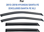Window Visors Rain Guards Shield for 2013-2018 Hyundai Santa Fe, Out-Channel Window Vent Wind Deflectors Visors Shades for 13-18 Santa Fe (EXCLUDES Santa FE XL)