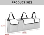 Car Trunk Organizer, Backseat Hanging Large Storage with Adjustable Straps,Waterproof PVC Collapsible Cargo Bag, Car Interior Accessories for Auto SUV MPV (White)