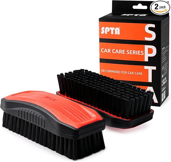 Carpet Cleaning Brush, 2Pcs Universal Leather & Upholstery Brush,Durable Nylon Bristles for Car Detailing,Ideal for Cleaning Seats, Carpets & Interior Surfaces,Gentle,Effective Detailing Tool